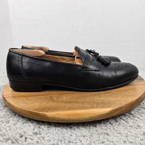 VTG Salvatore Ferragamo Mens 11D Black Leather Casual Brogue Tasseled Loafer main image 4